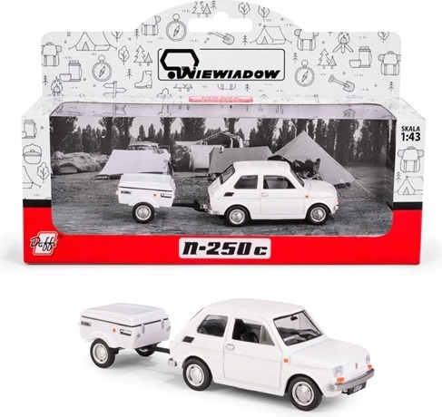 Fiat 126p avec caravane Niewiadów N250C – modèle blanc