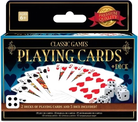 Jeux classiques – 2 jeux de cartes et 5 dés