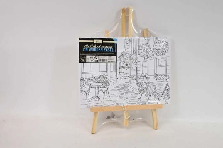 Toile avec motif préimprimé sur chevalet de table – motif restaurant 30 × 23 cm