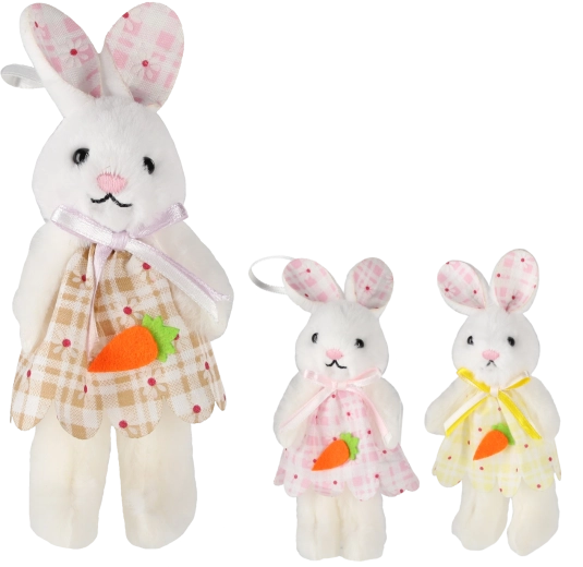 Hanging Easter decoration bunny with carrot, assorted colors 6 × 11 cm (pack of 12)