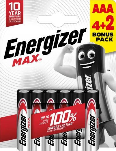 Energizer Max AAA piles alcalines 6 pcs (4+2 gratuit)