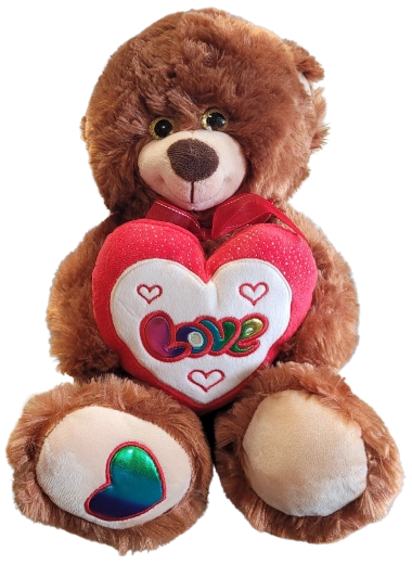 Pluchen teddybeer met hart en strik bruin 30 cm