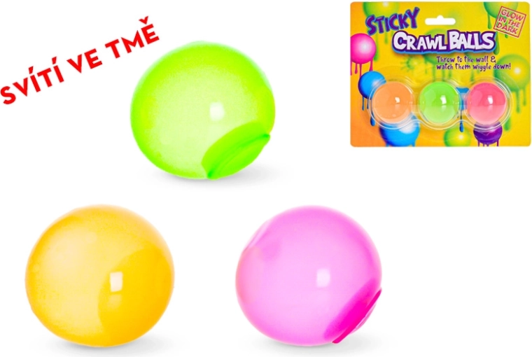 Ballons antistress adhésifs et lumineux 4 cm, lot de 3