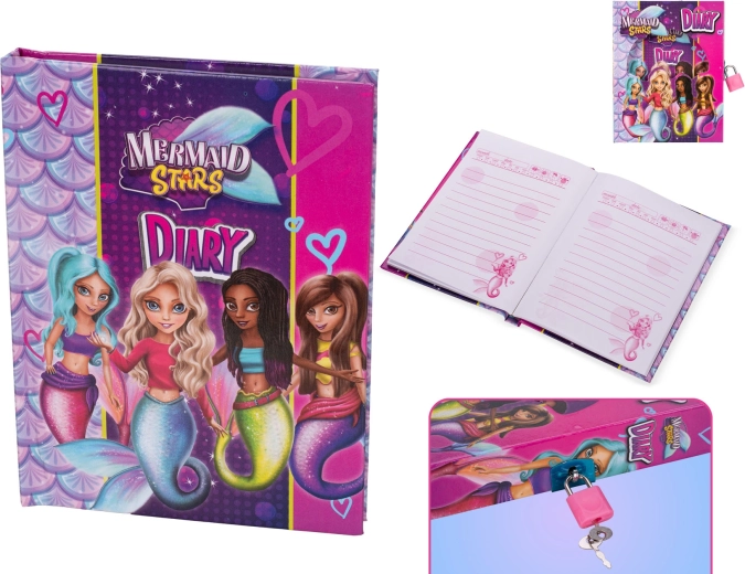 Secret diary with a mermaid in a box with lock
