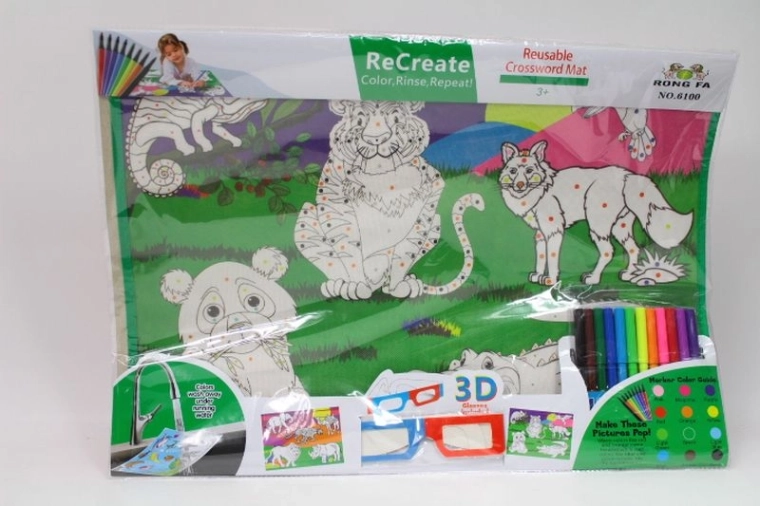 ReCreate washable 3D coloring canvas – animal world