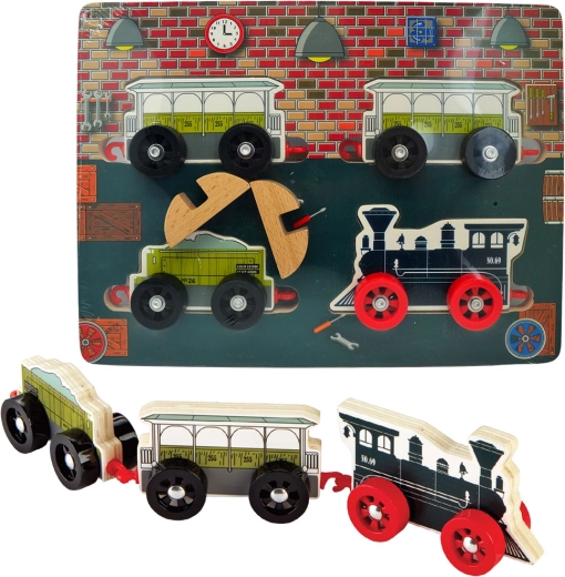 Puzzles en bois trains – lot de 4 pièces BABU
