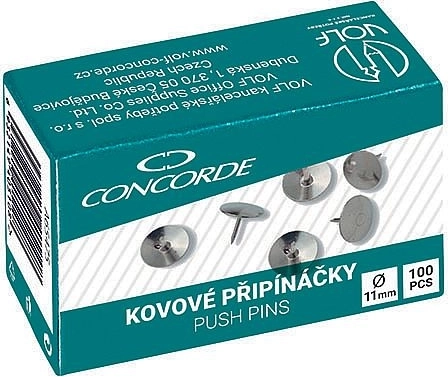 CONCORDE Metal Push Pins, 100 pcs, small
