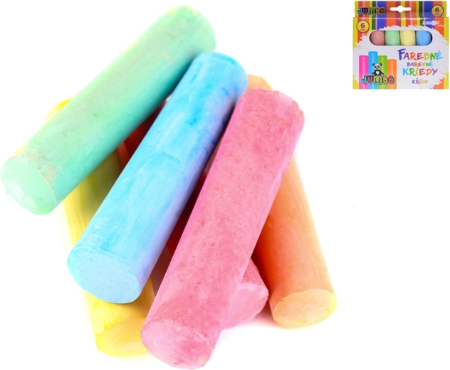 Craies jumbo colorées pour enfants 10 cm (lot de 6)