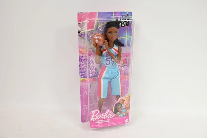 Barbie themed basketball player doll with ball