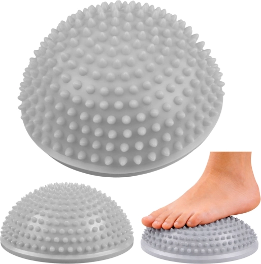 Sensory balance half-sphere with massage nodules, gray 16 cm