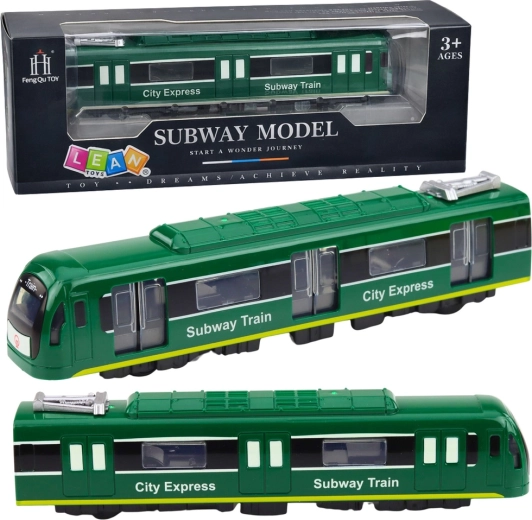 Groene metrotrein CITY EXPRESS met lichten en geluiden, openslaande deuren