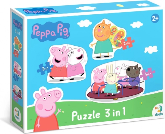Puzzle Peppa Pig amis 3-en-1 (2, 3 et 4 pièces)