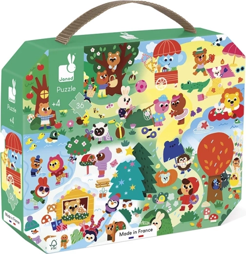 Puzzle Janod dans une valisette Quatre saisons, 36 pièces