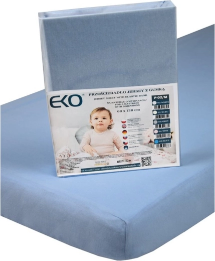 EKO Jersey-Spannbettlaken mit Gummizug blau 120 × 60 cm