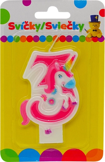 Bougie d’anniversaire licorne – chiffre 3