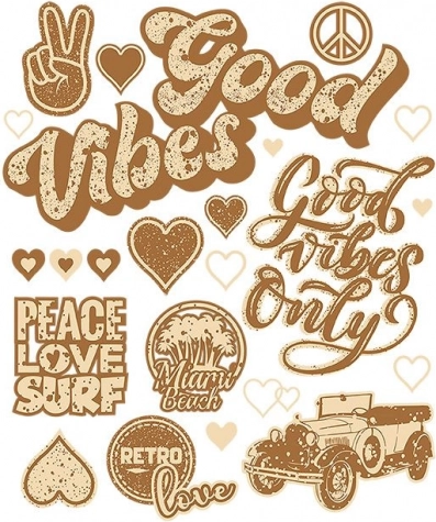 Retro iron-on transfers – large sheet 20 × 30 cm