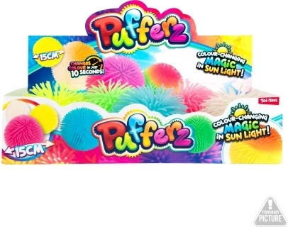 Balle changeant de couleur 12 cm, en caoutchouc hirsute