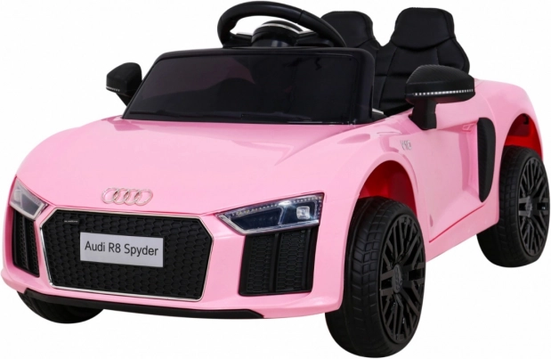 Audi R8 mit Batterie für Kinder Rosa + Fernbedienung + EVA + Sanftanlauf + MP3 LED