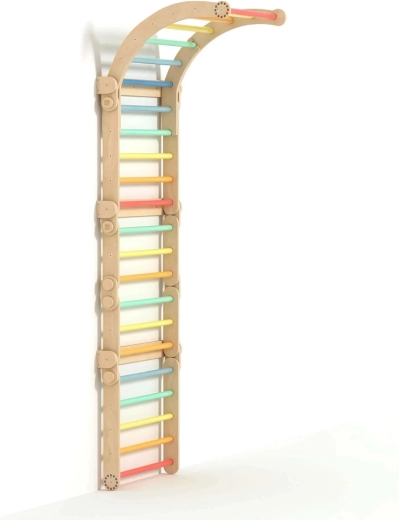 Busykids espaliers d’intérieur en bois avec barre arc-en-ciel