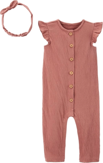 Carter’s Mädchenset: ärmelloser Overall und Haarband, rosa