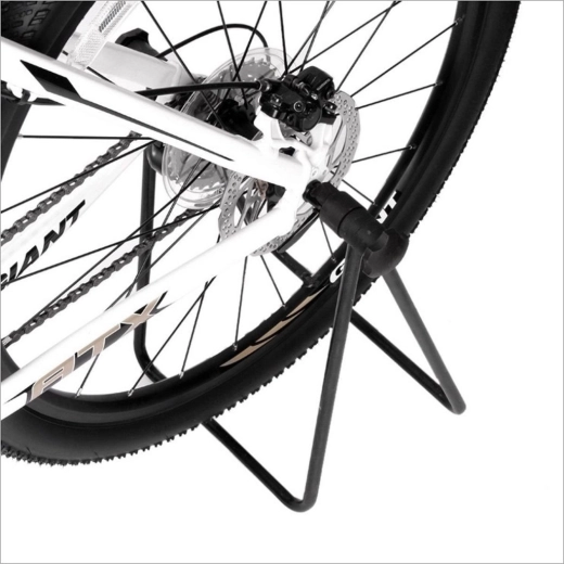 Folding rear-wheel service stand for bicycle