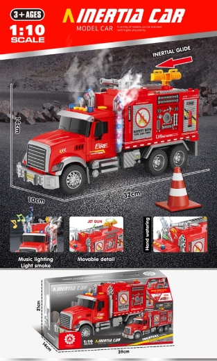 Interactieve brandweerwagen met licht, geluid en rook