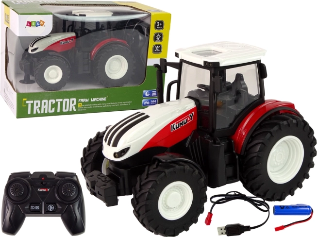 Tracteur télécommandé 1:24 rouge et blanc Ferme