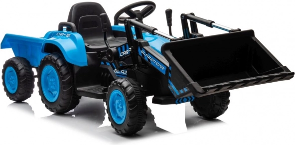 Electric children's tractor with blue bucket