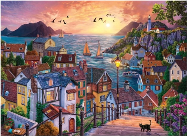 Puzzle Coastal City at Sunset 1000 Pieces