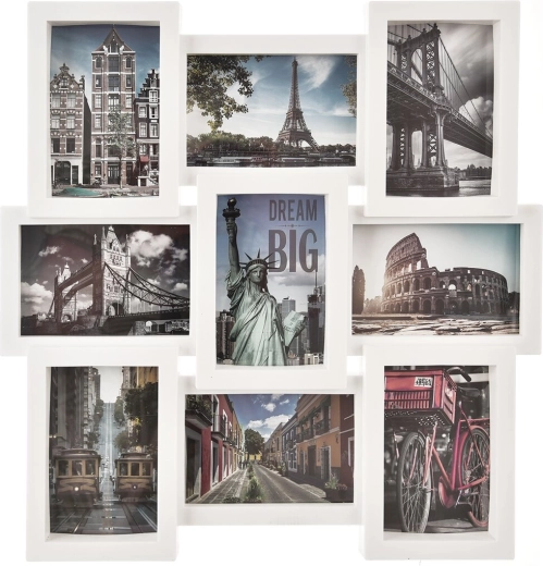 White photo frame for 9 photos