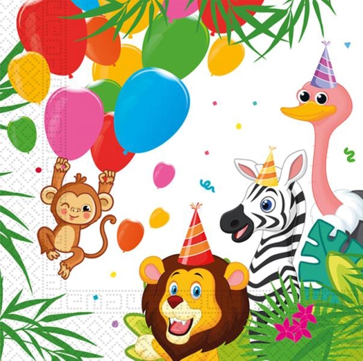 Serviettes en papier jungle 33 × 33 cm, 2 plis, 20 pcs