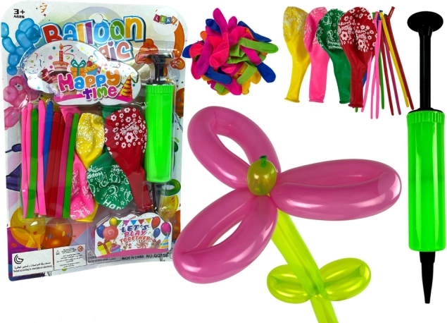 Set of modeling balloons with pump for parties