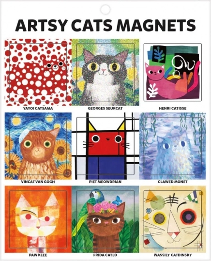 Mudpuppy Chats artistiques - magnets 9 pcs