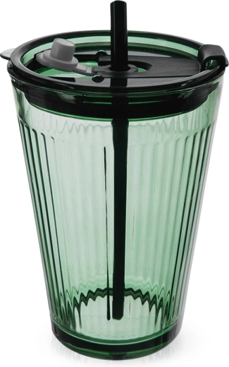 VERDE Glass Tumbler with Lid and Straw 450 ml