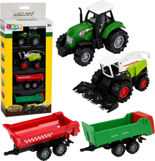 Agricultural Vehicle Set 1:68 – Tractor, Forage Harvester and 2 Trailers (4 pcs)