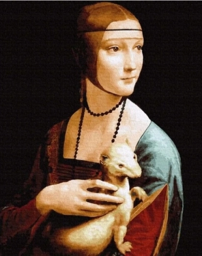 Diamantschilderen Dama met een hermelijn 30 × 40 cm NORIMPEX