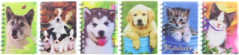 Carnet A6 avec motif 3D chiens et chats