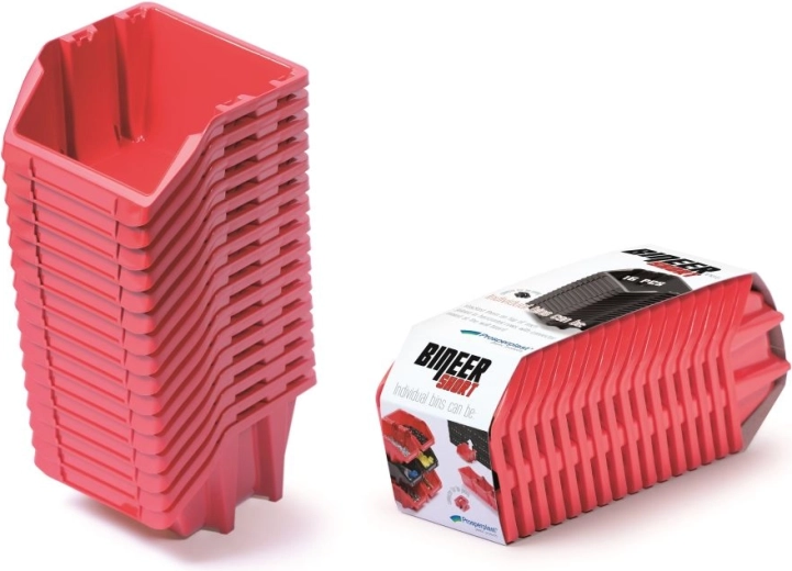 Set of 16 Storage Boxes BINEER Short 234 × 77 × 92 mm – Red