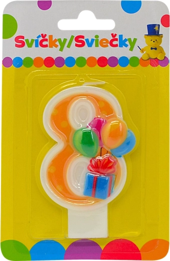 Verjaardagskaars nummer 8 met ballonnen