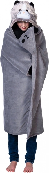 Cozy Noxxiez warme hoodie-deken kat met pootjeszakken