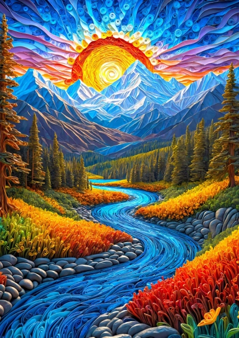 Enjoy puzzle sunrise over landscape 1000 pieces