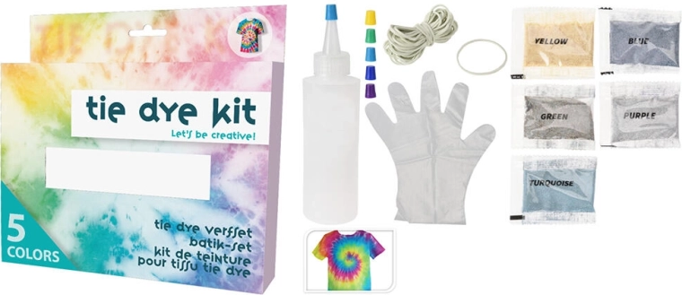 Tie-Dye Textile Kit – color mix 5 g (5 pcs) with accessories