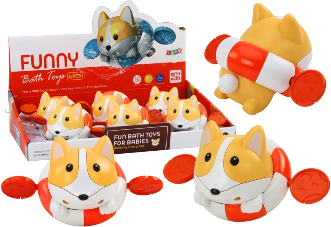 Mechanisch badspeeltje – opwindbare vos in een zwemband