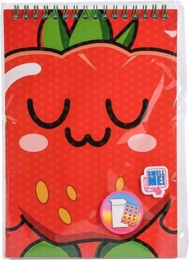 Fruitysquad scented A5 spiral notebook with stickers (strawberry)