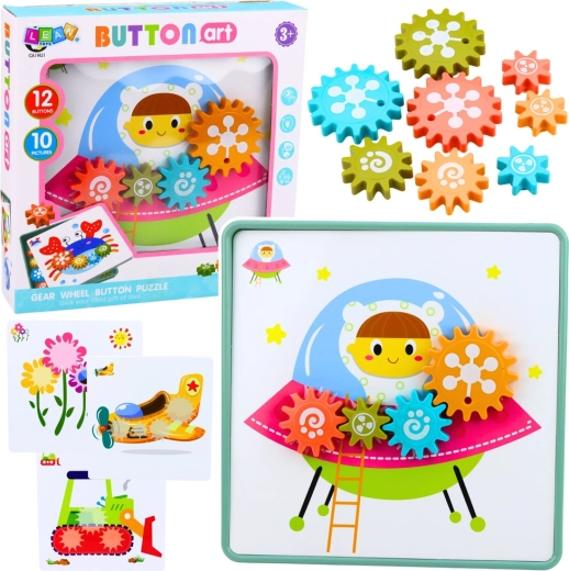 Creatieve mozaïek met tandwielen – educatieve puzzel voor kinderen 3+