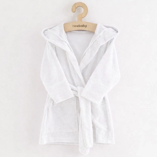 Kinder-Frottee-Bademantel mit Kapuze NEW BABY, weiß, Gr. 104/110