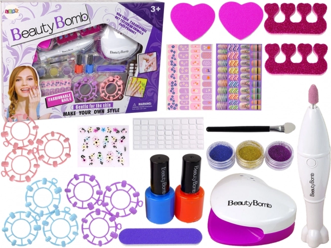 Nail Art Set Shaping Machine Lamp File Glitters