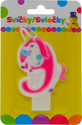 Verjaardagskaars met eenhoorn – nummer 9