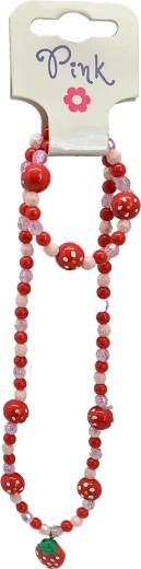Pink jewelry set with strawberry pendant