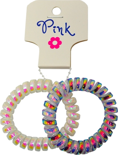 PINK haarelastiekjes paars en parelmoer (2 stuks)